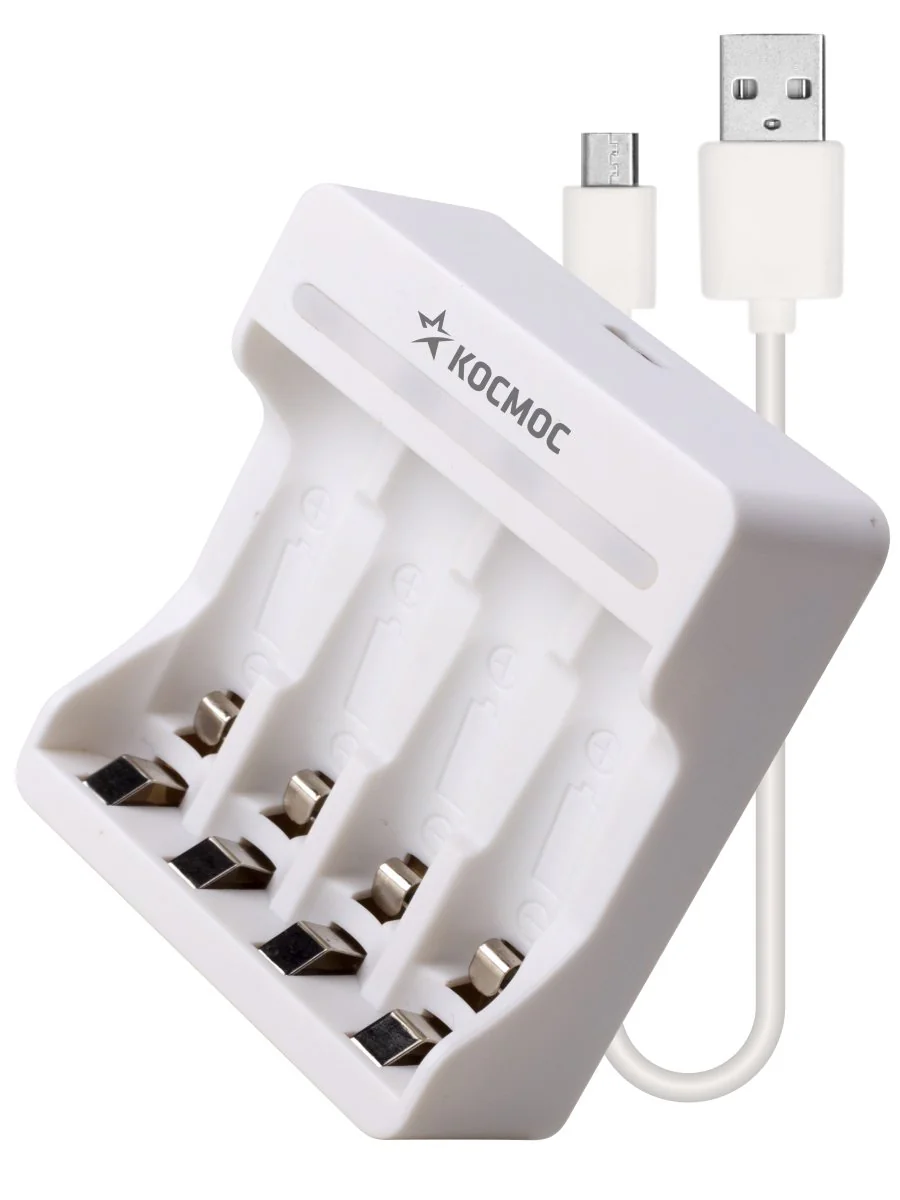 Зарядное устройство 1-4 AA/AAA питание от USB шнура, КОСМОС