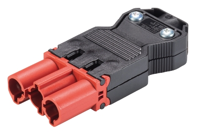 Разъем GST18I3S S1 ZR1 - Вилочный разъем на кабель диам. 6,5 - 10 мм, 3 полюса, винтовая фиксация, номинальное напряжение: 250V, номинальный ток: 20A, цвет корпуса: черный, цвет контактной вставки: красный, серия gesis GST18i3