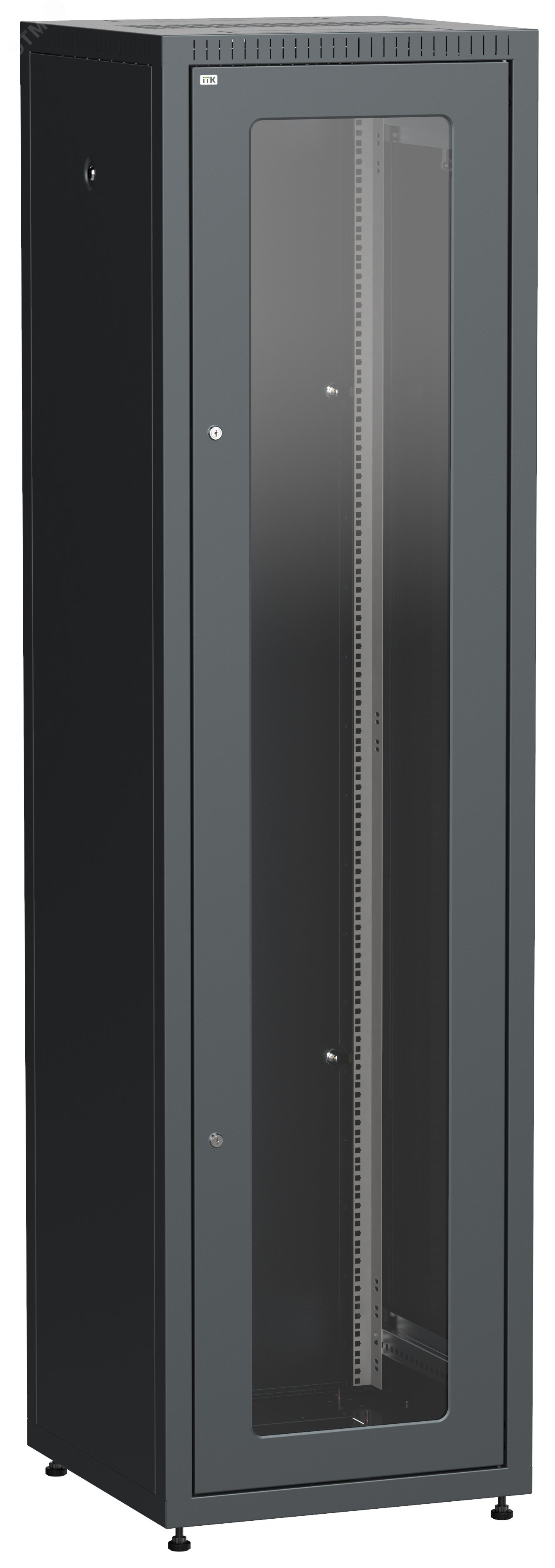 Шкаф LINEA E 33U 600х600мм двери 2шт стекло и металл черный LE05-33U66-GM