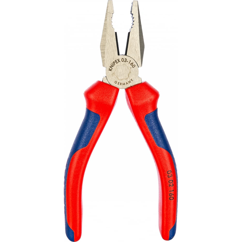 Пассатижи KN-0302160 - Плоскогубцы комбинированные с режущей кромкой, с многокомпонентыми рукоятками, длина 160мм