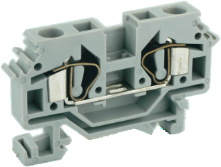Проходная клемма UJ1-6/2L - Проходная клемма, тип фиксации провода: пружинный, номинальное сечение: 6 мм кв., 41A, 660V, ширина: 8 мм, цвет: серый, тип монтажа: DIN 35