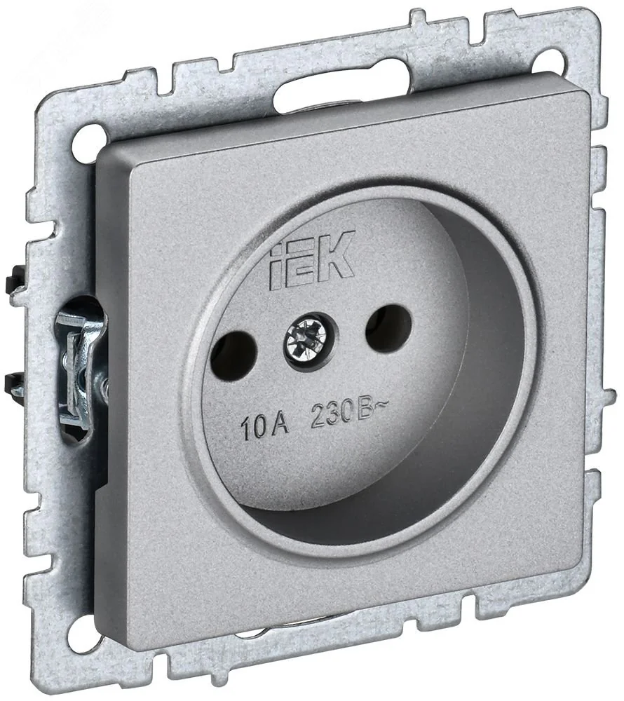 Розетка BRITE РС10-1-0-БрА 10А без заземл. без защ. шторок алюм. BR-R10-10-K47