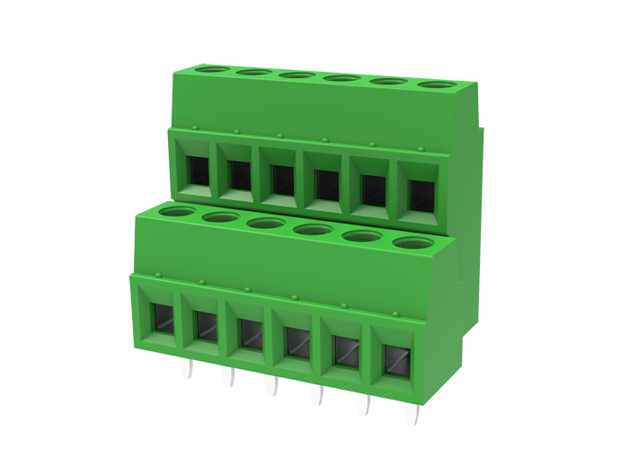 Клемма на плату MC-DTEH3.81H17C-0001 - Клемма, 2 этажа со смещением, на плату, шаг: 3.81 мм, 17х2 полюсов, фиксация провода винтовая, исполнение: стандартное, 320V, 12A, цвет: зеленый