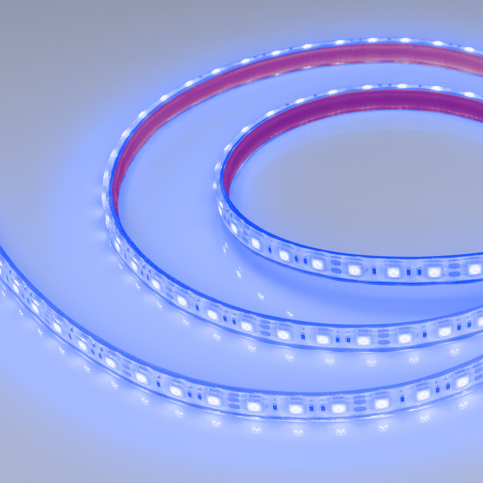 Лента герметичная RTW-PFS-B60-13mm 12V Blue (14.4 W/m, IP68, 5060, 5m) 036280 - Светодиодная гибкая лента RTW-B60, герметичная IP68 (PFS-полная силиконовая экструзия). Светодиоды 5060, 60 шт/м (300 шт на 5 м), белая плата 13 мм, скотч 3M. Цвет СИНИЙ, угол