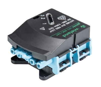 Адаптер-отвод GST18I5I B1H F7V PB02 - Модуль отвода питания для плоского кабеля серия gesis NRG, с выбором фазы, 5 полюсов, подключение к модулю разъемом GST18i5, номинальное напряжение: 250V, номинальный ток: 20A, цвет: синий