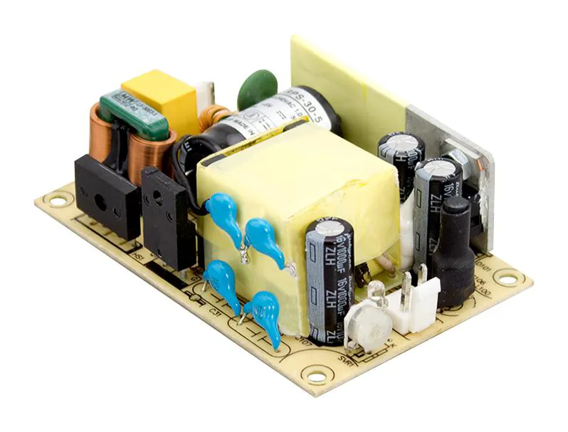 RPS-30-24 - AC-DC med, 30Вт, вход 80…264V AC, 47…63Гц, выход 24В/1.25A, рег.вых 22.8…27.6В, изоляция 4000V AC, открытая плата 76.2х50,8х24мм, -30…+70°С