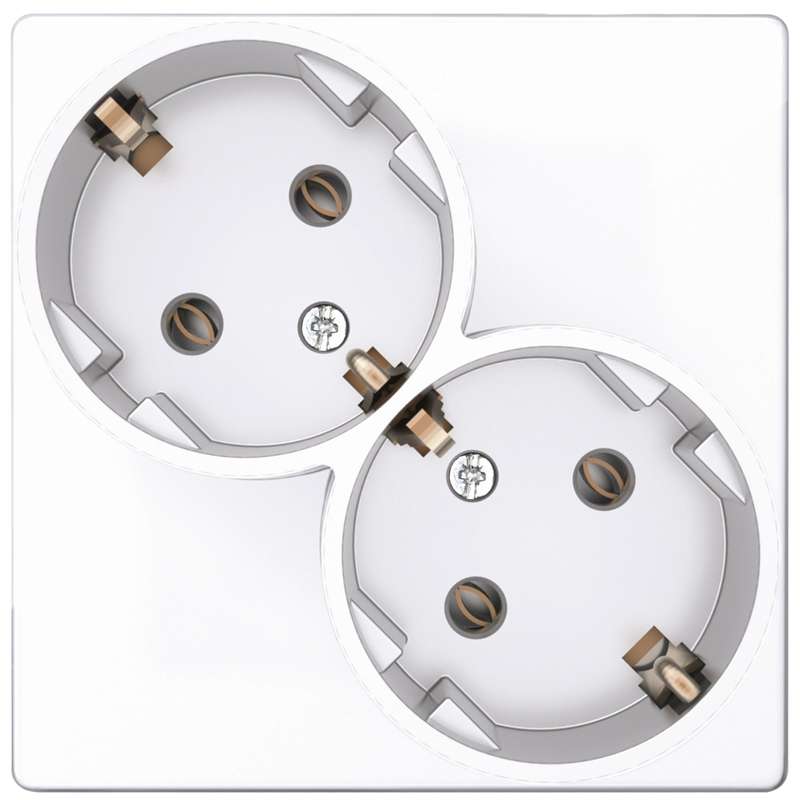Розетка 2-м СП 24 16А IP20 2х2P+E Schuko без защ. шторок механизм бел. 2450459-030