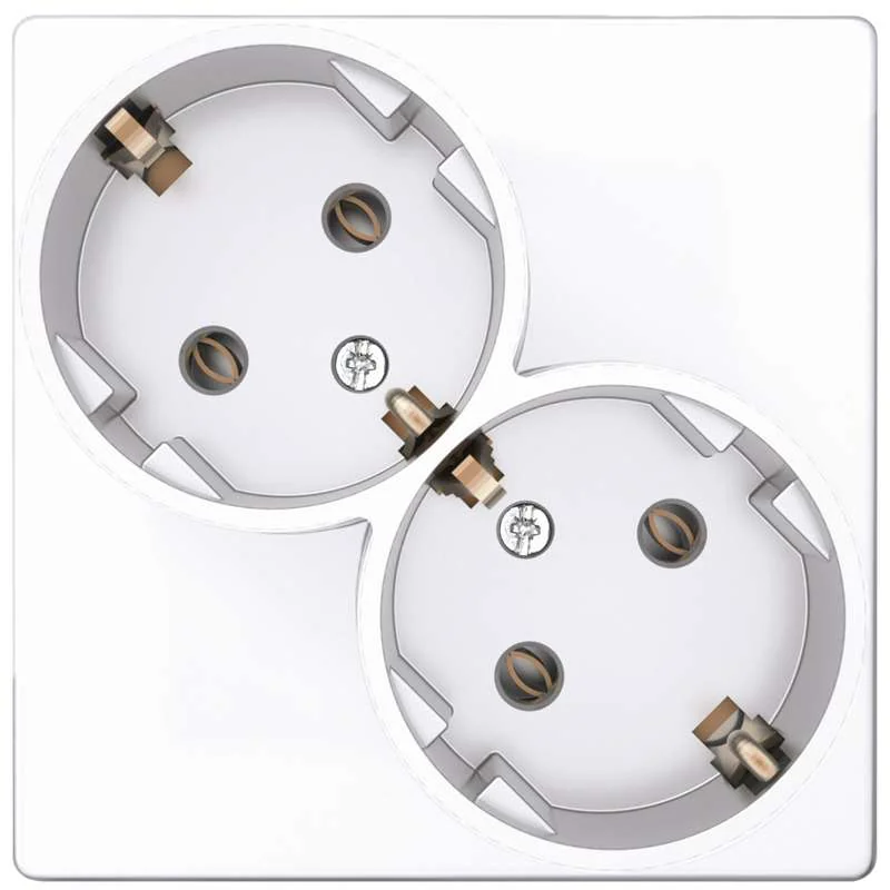 Розетка 2-м СП 24 16А IP20 2х2P+E Schuko без защ. шторок механизм бел. 2450459-030
