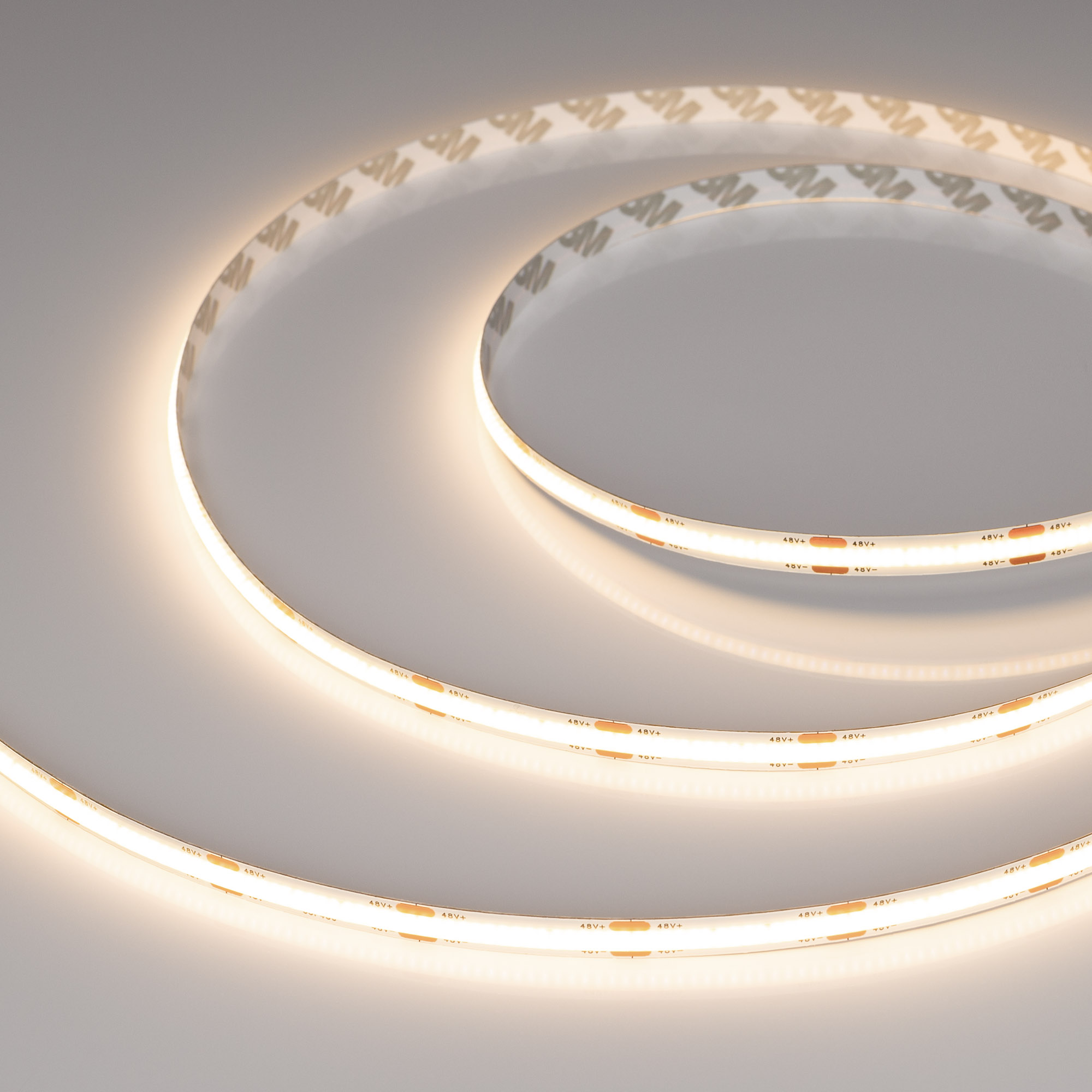 Лента COB-X480-8mm 48V Warm3000 (10 W/m, IP20, 50m PRO REEL) 043260 - Лента COB (монтажная бобина 50 м) сплошной засветки без видимых светодиодов. Светодиоды CSP 480 шт/м (24000 шт на 50м). Цвет свечения ТЁПЛЫЙ 3000K, высокий индекс цветопередачи CRI>90, 