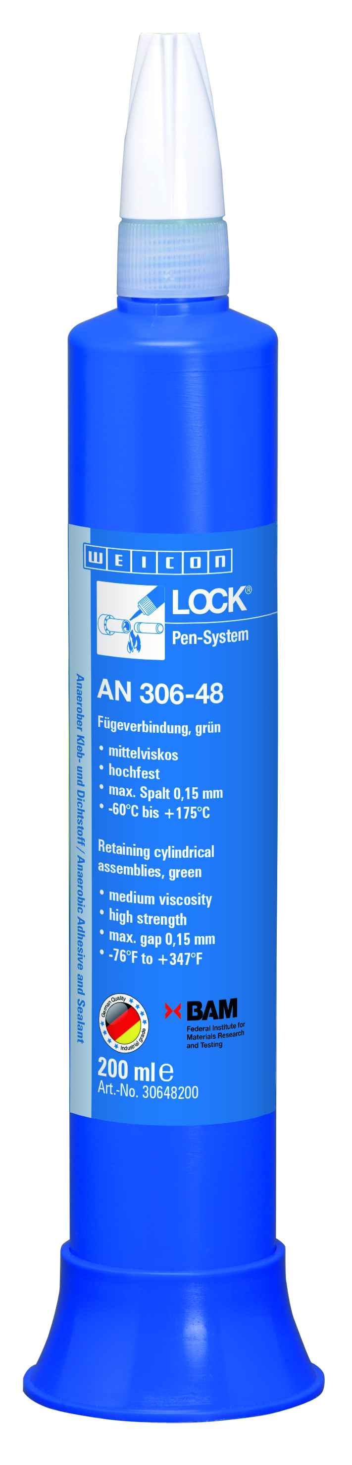 wcn30648200 - 10020035 WEICONLOCK AN 306-48 Фиксатор цилиндрических узлов (200 мл) средняя вязкость, высокая сила фиксации,