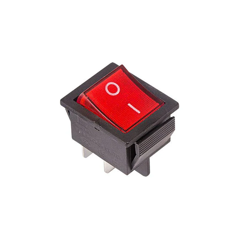 RWB-502 красный - Выключатель клавишный с подсветкой ON-OFF (4c) 16А 250В