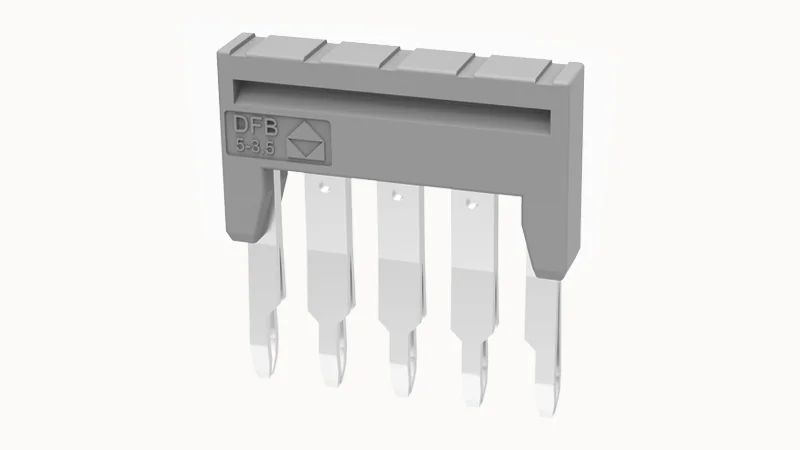 Марк.  полоска ZB3.5-10P-19-55Z(H) - Соединительная перемычка, втычная, изолированная, 5 полюсов, для серий клемм: DS1.5, шириной 3,5 мм, цвет: серый