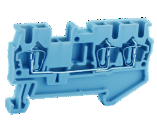 Проходная клемма UJ5-4/1X2(BU) - Проходная клемма, 3 точки подключения в клемме, тип фиксации провода: пружинный, номинальное сечение: 4 мм кв., 40A, 800V, ширина: 6,2 мм, цвет: синий, тип монтажа: DIN 35