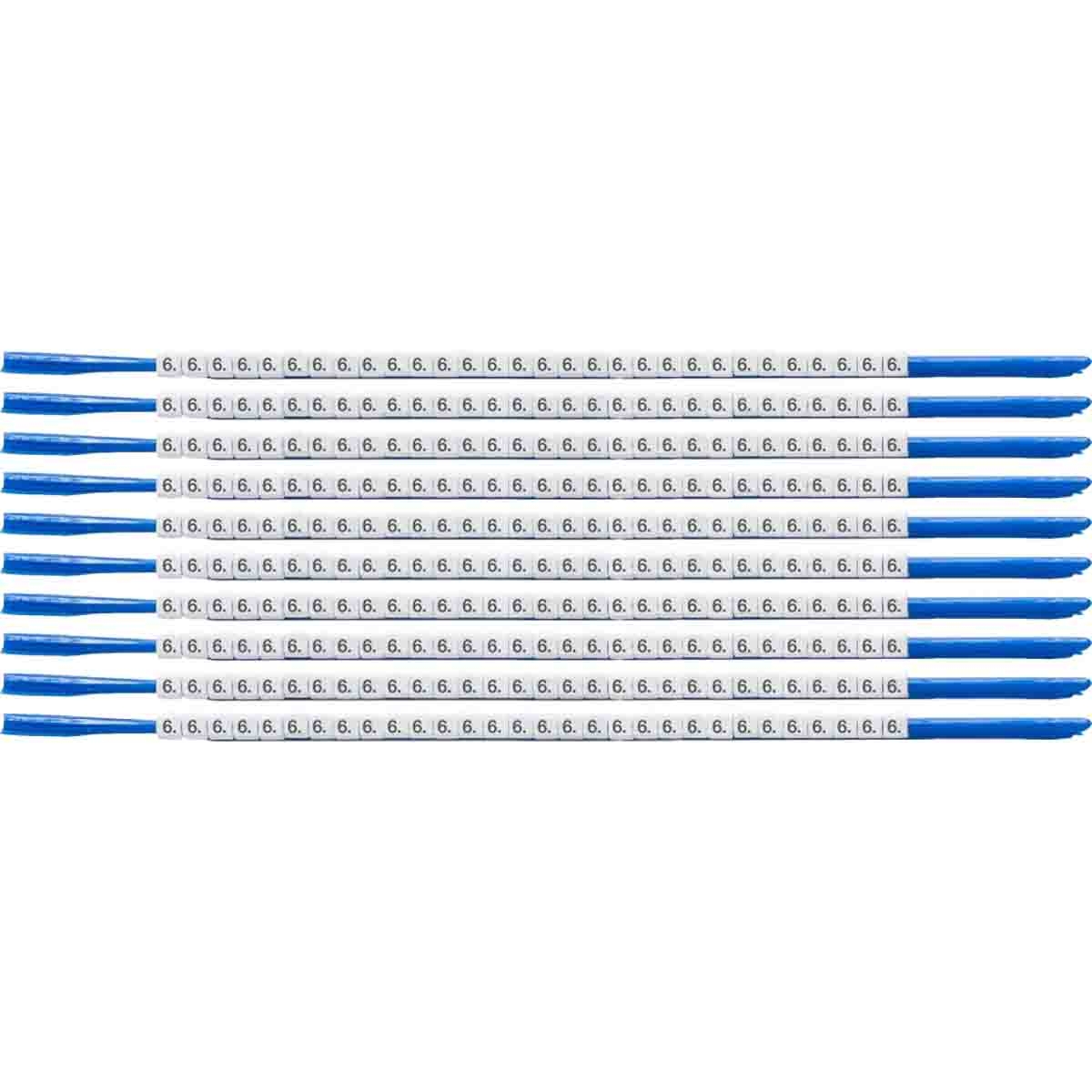 brd133006 - SCN-07-6 клипсы белые, 300шт/упак, для провода 1,9-2,4мм диаметра, легенда 6