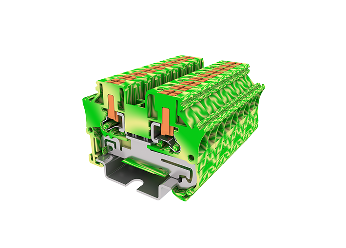 Заземляющая клемма TPV4-2-PE - Заземляющая клемма, с боковым подключением, тип фиксации провода: push-in, номинальное сечение: 4 мм кв., ширина: 6,2 мм, цвет: желто-зеленый, тип монтажа: DIN 35