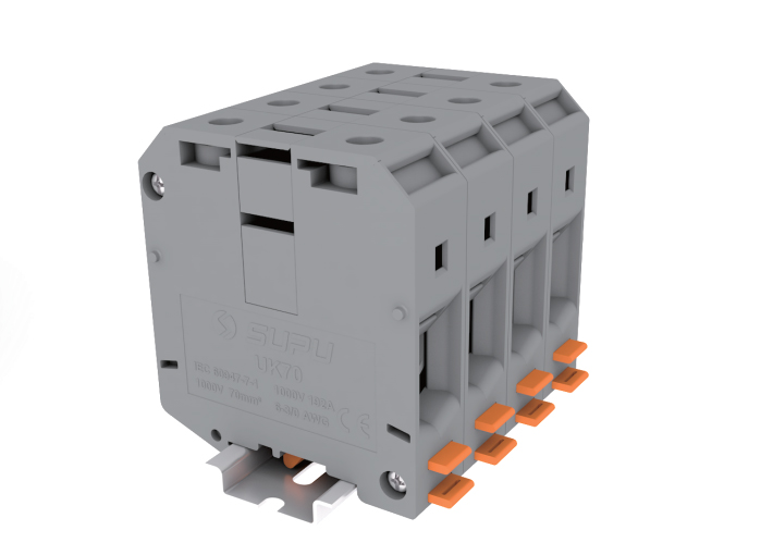 Проходная клемма 370901 - Проходная клемма, UK70, тип фиксации провода: винтовой, номинальное сечение: 12 мм кв., 192A, 1000V, ширина: 20,4 мм, цвет: серый, тип монтажа: DIN 35