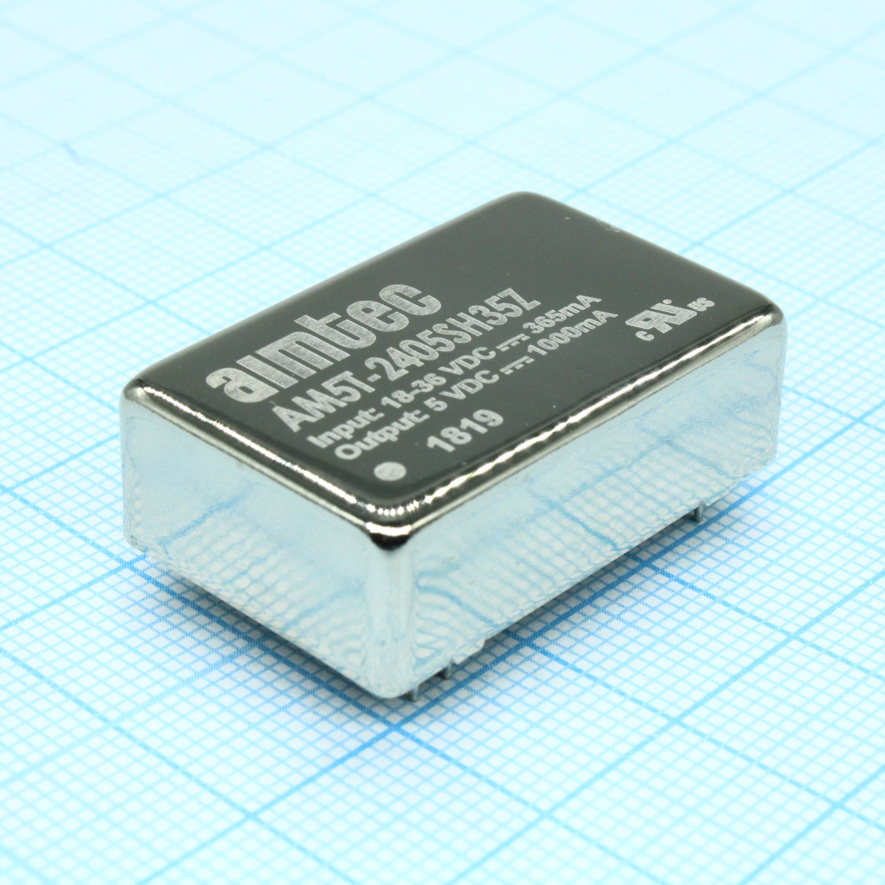 AM5T-2405SH35Z - DC/DC, 5Вт, вход 18…36В, выход 5В/1А, изоляция 3500В DC, КПД 80%, максимальная емкостная нагрузка не более 1000мкФ, DIP24, 31.75x20.32x10.16мм, -40…85°C, металл