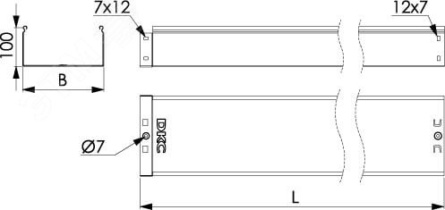 Лоток неперфорированный 100х100x3000 горячеоцинкованный 35101HDZ