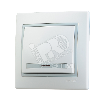 Выключатель 1-кл. СП Mira 10А IP20 с подсветкой с сер. вставкой бел. 701-0215-111