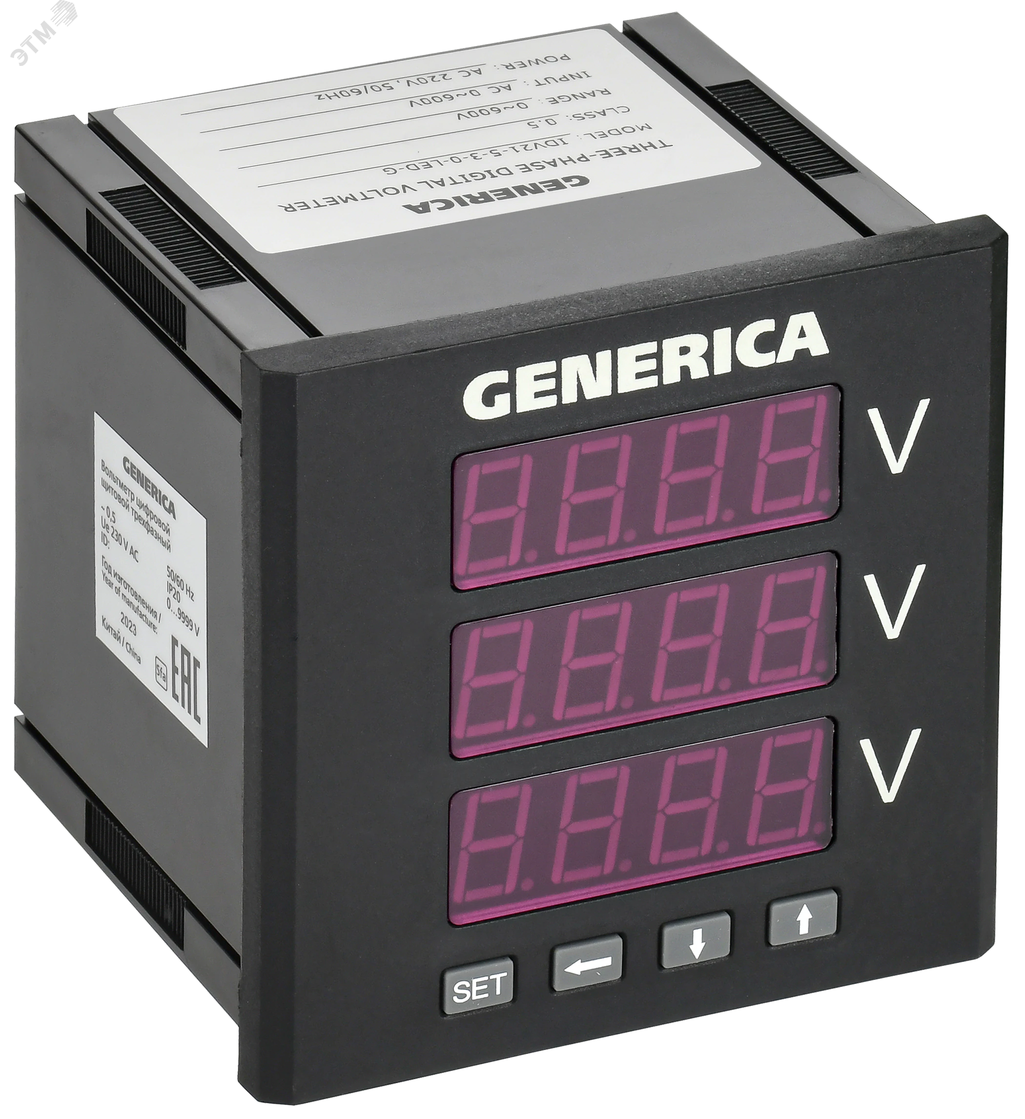 Вольтметр цифровой щитовой трехфазный 96х96мм LED GENERICA IDV21-5-3-0-LED-G