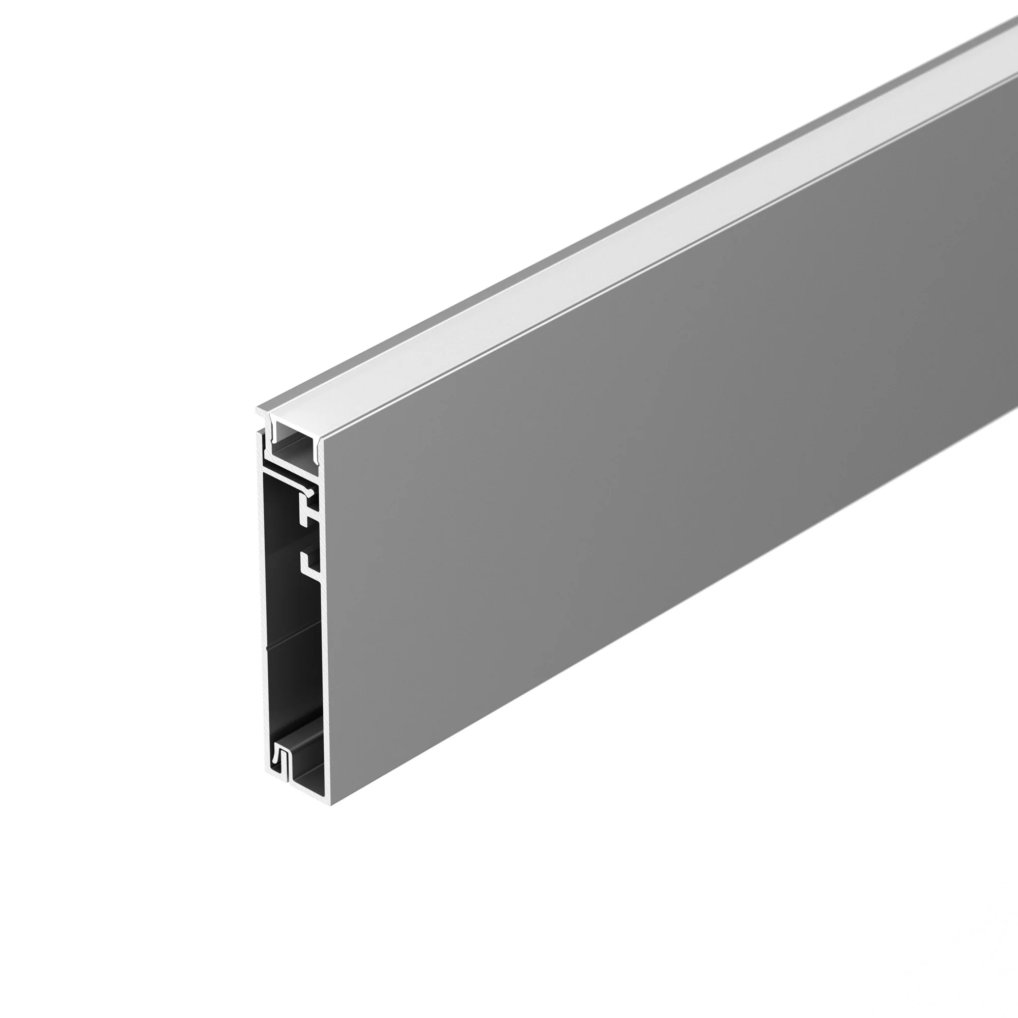Профиль PLINTUS-H55-2000 ANOD 046389 - Алюминиевый анодированный накладной двухкомпонентный профиль-плинтус для светодиодных лент и линеек. Габаритные размеры (L?W?H): 2000x12,20x55,50 мм. Ширина площадки для ленты 8 мм. Аксессуары приобретаются отдельно.