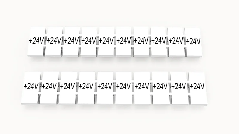 Марк.  полоска ZB5-10P-19-564Z(H) - Маркировочные шильдики для клемм WS…, DC…, PC…, сечением 2,5 мм кв., центральная, 10 шильдиков, нанесенные символы: +24V с вертикальным расположением, размер шильдика: 4,55х10,7 мм, цвет белый