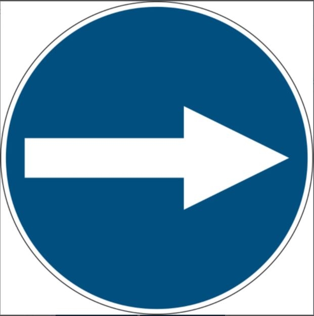 gws227501 - PIC 258 Предписывающий знак безопасности "Направляющая стрелка", 25 мм, 250 шт/рул , B-7541(ламинированный полиэстер)"