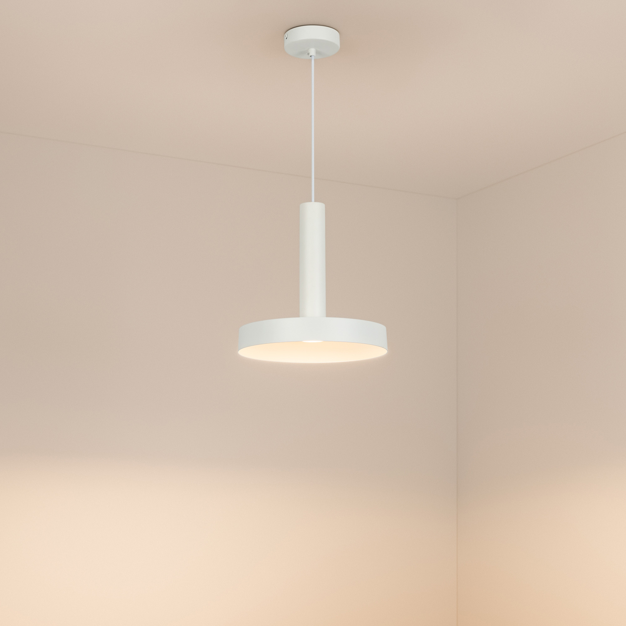 Светильник SP-ERIC-R250-8W Warm3000 (WH, 120 deg, 230V) 035924 - Подвесной светильник. Мощность 8 Вт, св. поток 650 лм, 89 лм/Вт, теплый 3000 K, CRI>80, угол 120°, напряжение питания 230 В. Белый круглый корпус из алюминия, рассеиватель каленое матовое ст