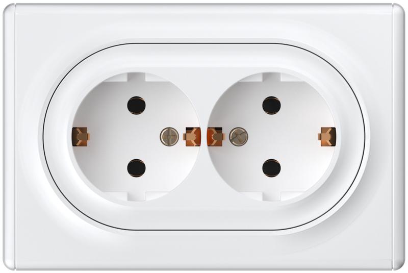 Розетка 2-м СП Florence 16А IP20 с заземл. винт. клеммы бел. 1E10401300 2172767