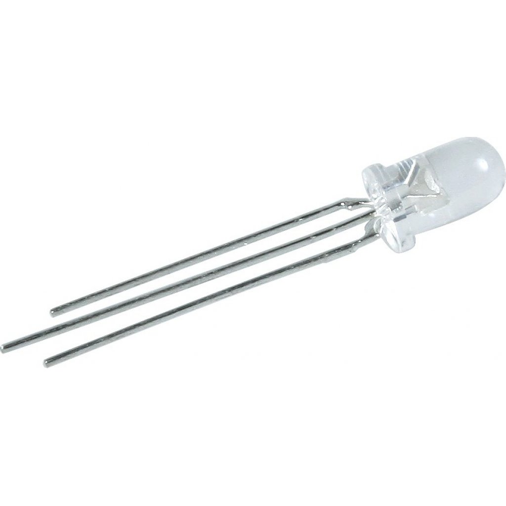 L-59EYC - Светодиод 5мм/красный/625нм/100-150мкд - желтый/588нм/20-60мкд/прозрачный/24°