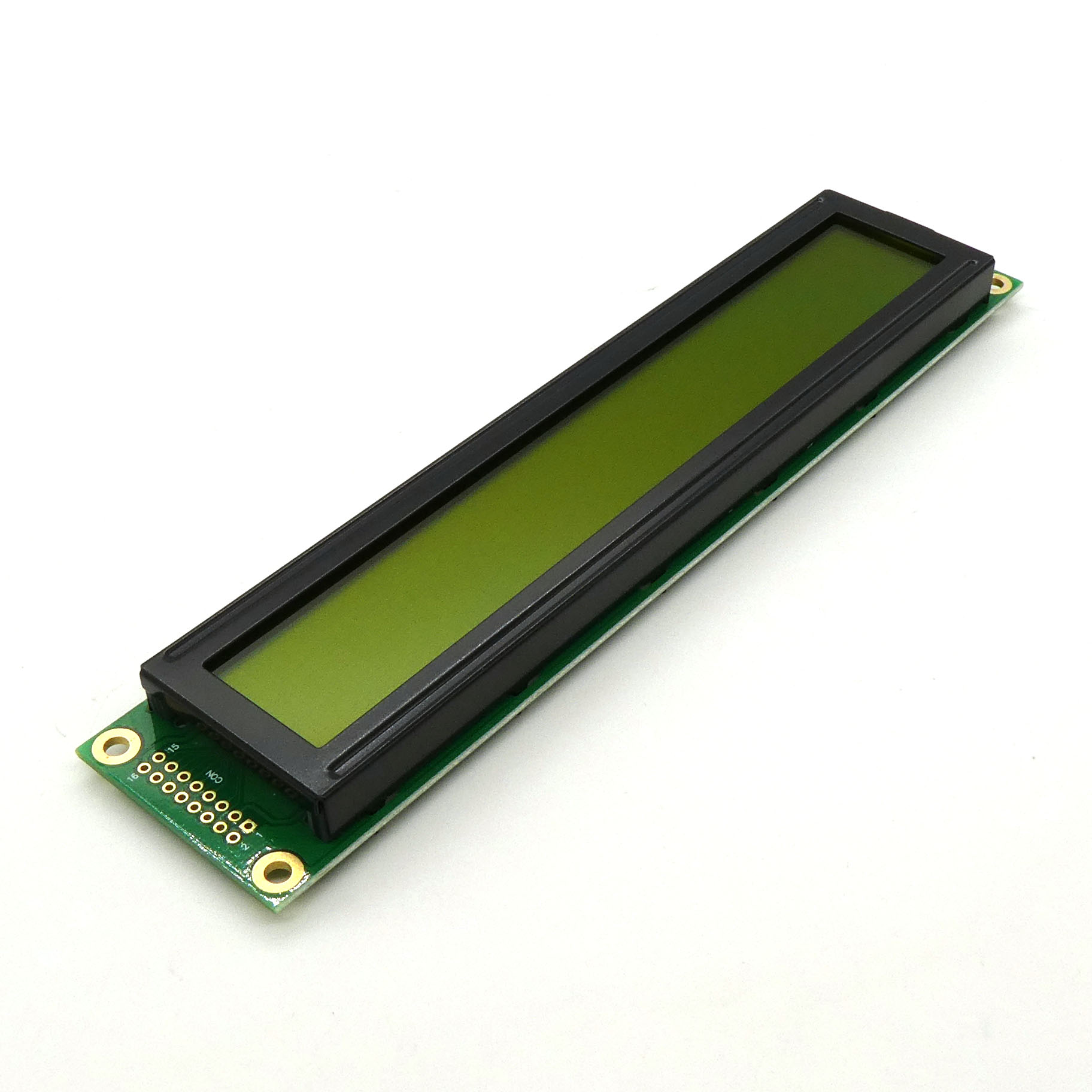 WH2002L-YYH-CT# - ЖКИ знакосинтезирующий 20 x 2, STN Желто-зеленый Позитивный/прозрачно-отражающий светодиодная подсветка желто-зеленая размеры 180x40 мм, видимая область 149x23 мм, -20...70°C, контактные площадки 2 ряда слева 16 выводов