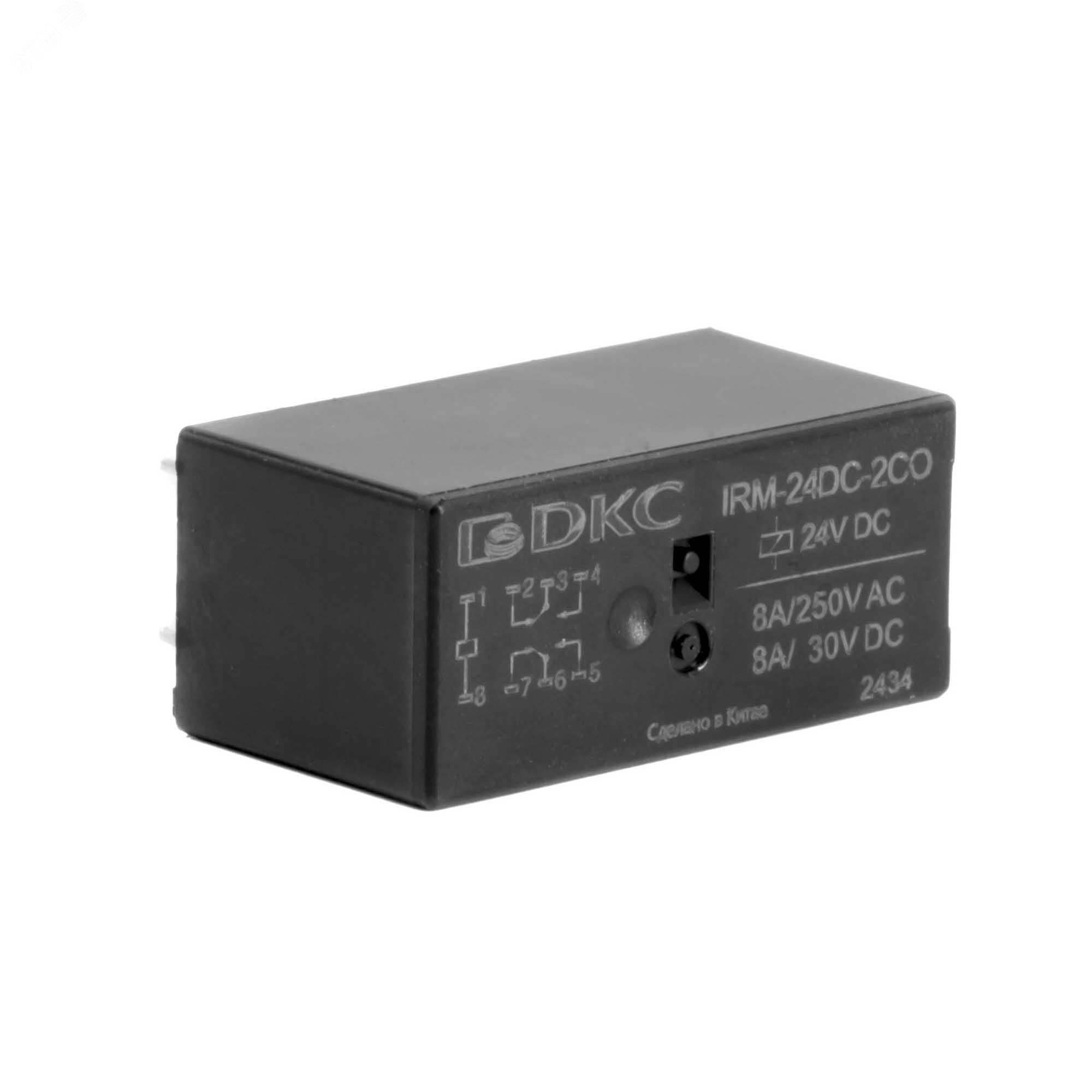 Реле миниатюрное низкопрофильное, 2CO, ком. ток 8А, AgSnO, напряжение 24V DC IRM-24DC-2CO