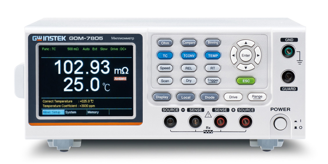GOM-7804 - Миллиомметр цифровой, диапазон от 1мкОм до 5МОм с базовой погрешностью измерения ±0,05%