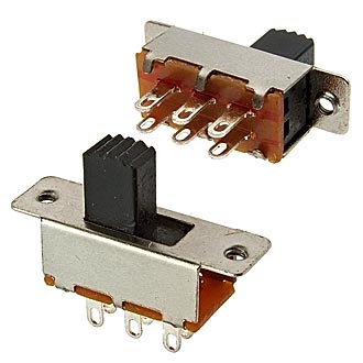 KBB40-2P2W ON-ON - Переключатель движковый вертикальный (ON-ON) 0.5А 250В 0.5А высота движка 6.9мм 10000циклов, навесной монтаж