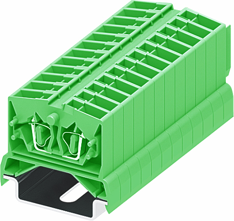 Клемма мини 254376 - Мини клемма, верхний подвод кабеля, 2 точки подключения в клемме, тип фиксации провода: пружинный, номинальное сечение: 2,5 мм кв., 24A, 800V, цвет: зеленый, тип монтажа: DIN35