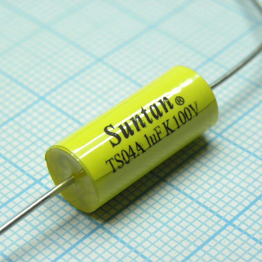 TS04A02A105KSB000R - Конденсатор металлоплёночный полиэтилентерефталатный 1мкФ 100В ±10% (21х9мм) аксиальные выводы 105°C россыпь