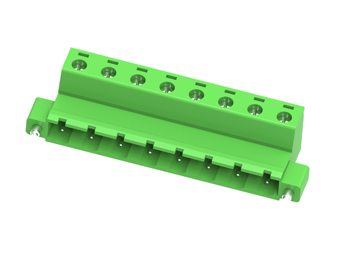 Вилочный разъем на кабель MC-PB7.62H02C-K-0001 - Вилочный разъем, прямой, на кабель, шаг: 7.62 мм, 2 полюса, фиксация провода винтовая, исполнение: с монтажными фланцами, 630V, 12A, цвет: зеленый