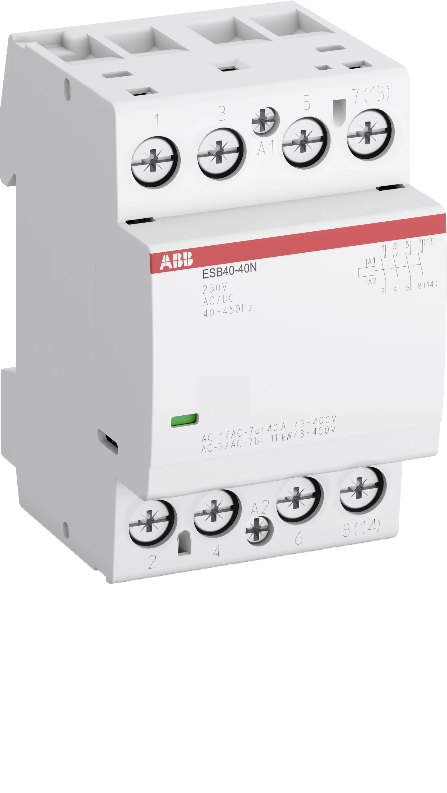 Контактор ESB40-40N-06 модульный (40А АС-1 4НО) катушка 230В AC/DC 1SAE341111R0640