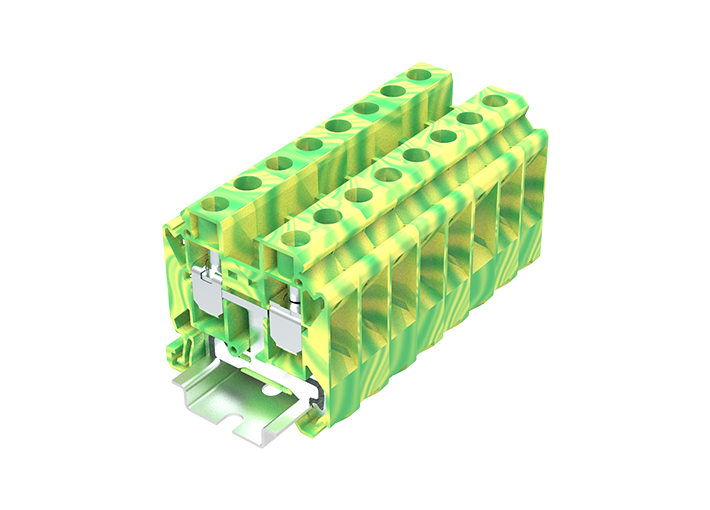 Заземляющая клемма TU16-2-PE - Заземляющая клемма, тип фиксации провода: винтовой, номинальное сечение: 16 мм кв., ширина: 12,2 мм, цвет: желто-зеленый, тип монтажа: DIN 35