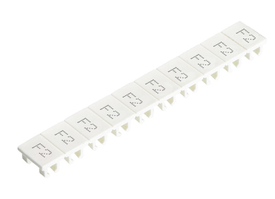 Шильдик 9705A/6/10B F2 - Маркировка для клемм сечением 4 мм.кв., шириной 6 мм, 10 шильдиков, белая, нанесенные знаки: F2,F2, … ,F2