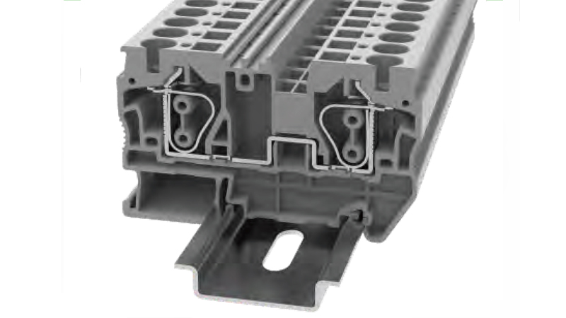 Проходная клемма STB6-01P-11 - Проходная клемма, тип фиксации провода: пружинный, номинальное сечение: 6 мм кв., 41A, 1000V, ширина: 8,2 цвет: серый, втычная перемычка, тип монтажа: DIN35