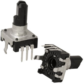 EC12E 24/24 15MM - Энкодер EC12 24 щелчка, 24 импульса, пластмассовый вал с лыской 15мм, горизонтальные выводы