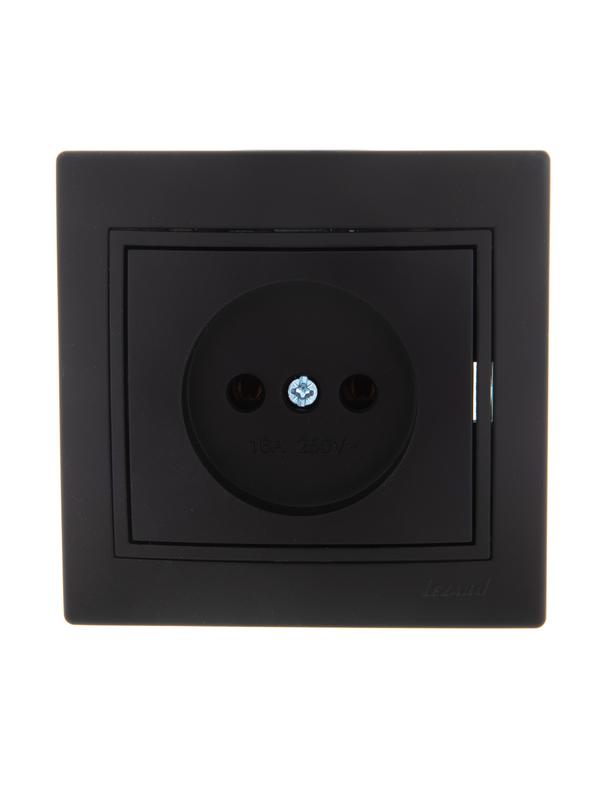 Розетка 1-м СП Mira 16А IP20 без заземл. со вставкой керамика черн. бархат 701-4242-121