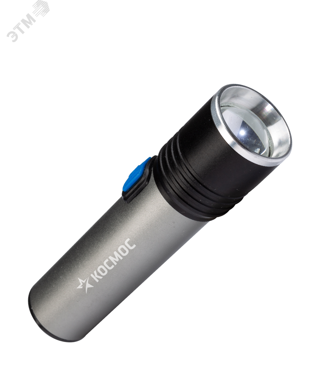 Фонарь аккумуляторный ручной LED 3Вт линза зум аккум. Li-ion 18650 1.2А.ч USB-шнур анодир. алюм. KOS111Lit