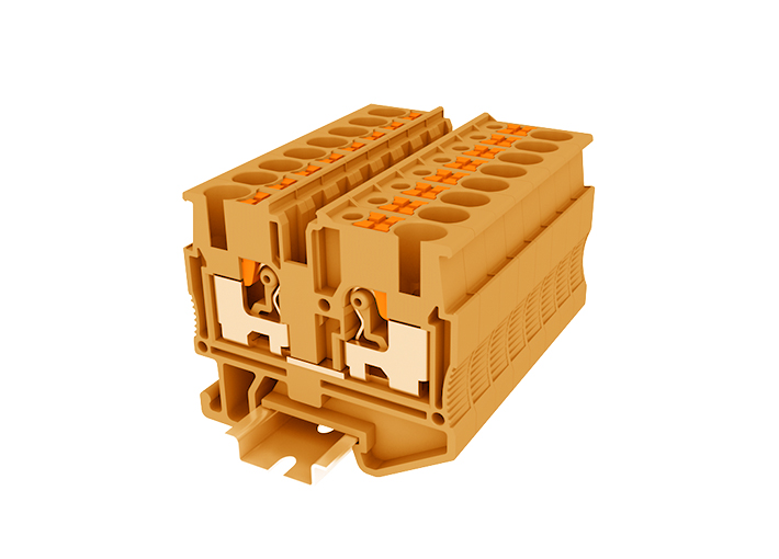 Проходная клемма TPM2.5-2-OG - Проходная клемма, тип фиксации провода: push-in, номинальное сечение: 2,5 мм кв., 24A, 500V, ширина: 5,2 мм, цвет: оранжевый, тип монтажа: DIN 15