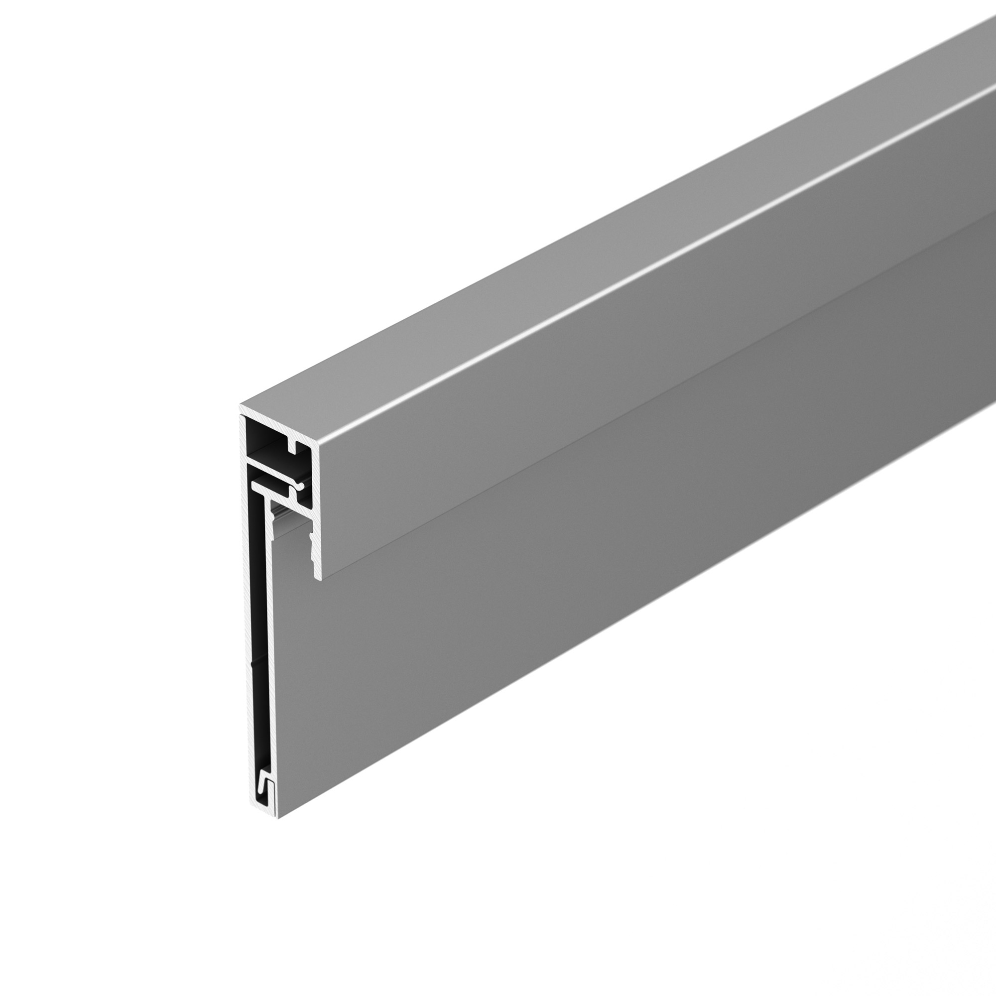 Профиль PLINTUS-H54B-2000 ANOD 046387 - Алюминиевый анодированный накладной двухкомпонентный профиль-плинтус для светодиодных лент и линеек. Габаритные размеры (L?W?H): 2000x12,3x52,6мм. Ширина площадки для ленты 5 мм. Аксессуары приобретаются отдельно. Ц