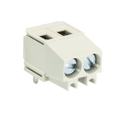 Клемма Wiecon 8191 / 2 ZW OB - Клемма на печатную плату, подвод кабеля сверху, 2 полюса, шаг: 5 мм, винтовая фиксация провода, без маркировки, с изоляционной пластиной, 300V, 16А, цвет: серый, серия 8191