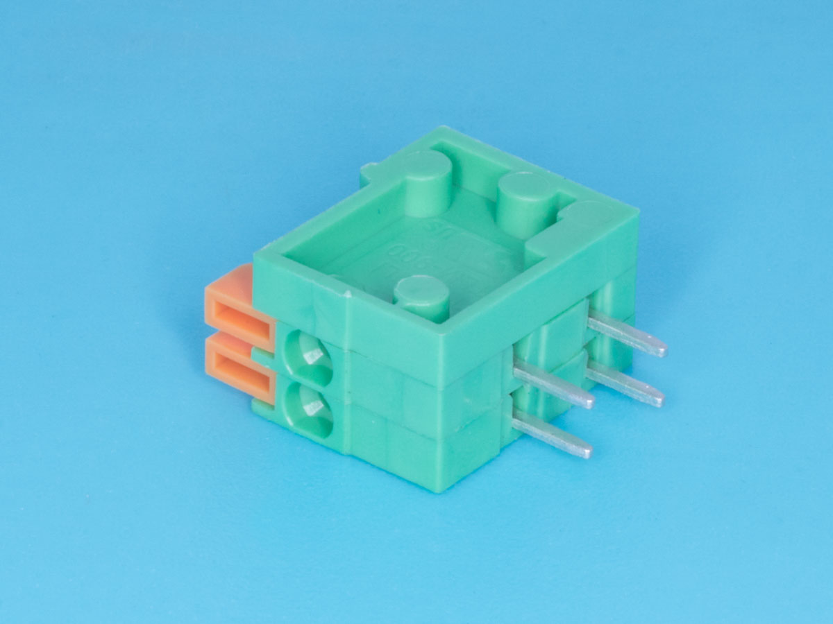 TB-07AR - Клеммник с зажимом 2 позиции, шаг 2,54 мм, прямой угол