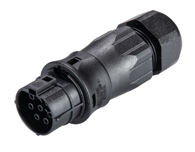Разъем RST20I7S B1 ZR3 SW - Розеточный разъем на кабель диам. 13-18 мм, IP68(69k), 7 полюсов, винтовая фиксация провода, номинальные характеристики: 250/400V, 20A, цвет: черный, серия RST Classic