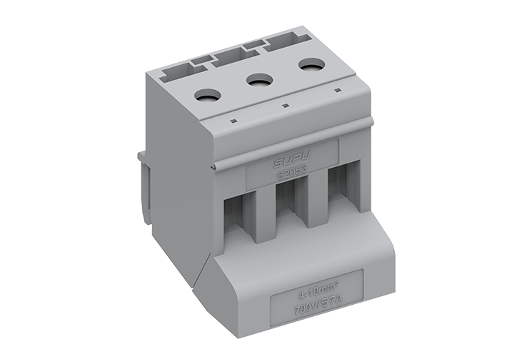 Клеммная колодка 620532 - Клеммная колодка для трансформаторов, 3 полюса, сечение проводника: 10 мм кв., тип фиксации провода: винтовой, 57A, 750V, цвет: оранжевый, тип монтажа: на трансформаторную стойку